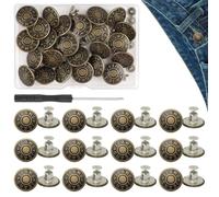 24 Stück Jeans Knopf Buttons,Jeans KnöPfe Bundknopf,HosenknöPfe für Jeans KnöPfe Ohne NäHen Adjustable Jeansknopf Reparaturset,Abnehmbare Hosenknopf Nieten,FüR JeansknöPfe Zum Schrauben Dekorativknopf