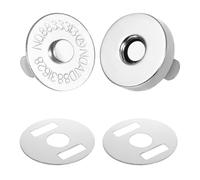 24 Stück Magnetknöpfe Ohne Nähen 14mm Magnetische Knöpfe Magnetverschluss Tasche Magnetknopf Metall Magnetverschlüsse für DIY Geldtasche Handtaschen Mäntel Windbreaker Rucksack-Silber