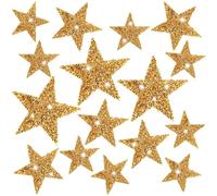 24 Stück Stern Aufbügler, Goldene Glitzer Stern Aufnäher Selbstklebende Fünfzackige Stern Applikationsflicken Stern Aufnäher zum Aufnähen für Kleidung Jeans Taschen Hüte Bastelarbeiten