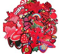 24 Stücke gemischte Design Stickereiflächen, einschließlich roter Schmetterling, Auto, Sonnenbrille, OMG Buchstabe, Stern, Erdbeere, Skateboard, Regen