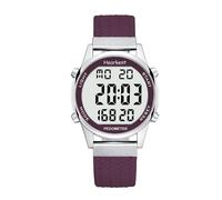2401 Damenuhr mit Schrittzähler, Kalorien- und Entfernungsmesser, Alarm, Countdown, Zeitanzeige, ohne Aufladen und App, Dunkelrot