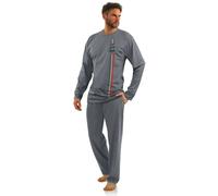 2404 Herren-Militärpyjama mit langen Ärmeln und Sesto Senso-Hose - Graphit - Größe L