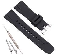 24mm Silikon-Schnellverschluss-Uhrenarmband, kompatibel mit Casio PRG-650Y PRG-600 PRW6600, Herren-Gummiarmband, Ersatz für Pro Trek PRG-650Y (Black Silver Buckle)