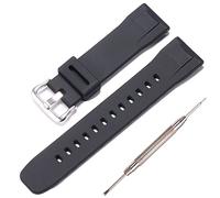 24mm Silikon Schnellverschluss Uhrenarmband Kompatibel mit Casio PRG-650Y PRG-600 PRW6600 Männer Gummiband Ersatz Für Pro Trek PRG-650Y Armband Armband (Black Silver Buckle)