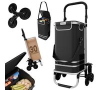 24MOVE® Einkaufstrolley Alegre klappbar mit 55L inkl. Kühlfach, Faltbarer 3in1 Trolley - Sackkarre und Tasche, bis 30kg belastbar, schwarz