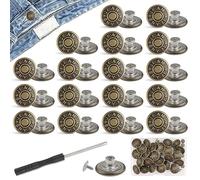 24pcs Hosen Ersatz Knöpfe,20mm Verstellbare Jeansknöpfe mit Schraubendreher