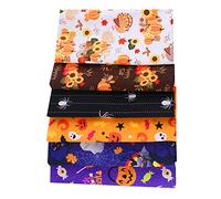 25 * 25 cm Baumwollstoff Meterware zum Nähen,6Stück Halloween Patchwork Stoffe Paket Stoffreste DIY,Kürbis Geist Spinne Sonnenblumen Muster Baumwolltuch für Patchwork nähstoffe DIY Stoff Mix