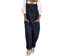 25-26 Womens Plain Dungarees Overalls Pockets Sleeveless Trousers Jumpsuit Plus Size
