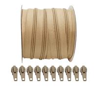 25 Meter Reißverschluss Nylon Durchgehender + 10 Automatische 5# Metallschieber, zum Nähen von Kleidung, Meterware, (Sand 467, 25 m + 10C)