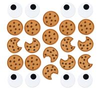 25 Stück Augen Kekse Eisen auf Patches Schokolade Chip Kekse gestickte Patches Nette Stickerei Applikation Nähen auf Patch für Kleidung Hut Hosen Schuhe Nähen Handwerk Dekoration