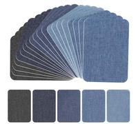25 Stück BügelFlicken, 100% Baumwolle Aufbügelflicken für Jeans, Größe 7,5 cm x 10,5 cm, Schwarz + Verschiedene Blautöne, Mit Nähfaden & Nadel, Für Alle Kleidung Reparatur & Dekoration