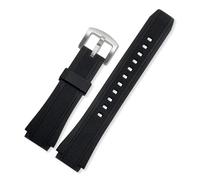25 x 20 mm konvex kompatibel mit EF552 Gummi-Sportarmband kompatibel mit Casio Edifice EF-552 Uhrenarmband EF-552D-1A Silikon-Uhrenarmband Herrenarmband(Black-silver bucke)
