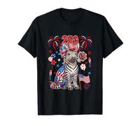 250 Costume Proud 4th July US Flag Zebra Bow Tie Floral T-Shirt