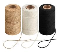 250 m Bindfaden, natürliche Jute-Schnur 2 mm dünn, weißes Baumwollschnur, 10-lagige Schwarze Baumwollschnur für Handwerk, Kunst, Gartenpflanzen, Geschenkverpackungen, Dekoration, Verpackungsschnur