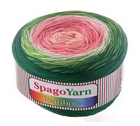 250g Farbverlaufsgarn Rainbow mit 1000m Bobbel Strickwolle Häkelgarn Sommerwolle Farbwahl, Farbe:08 Wassermelone