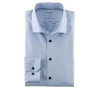 Businesshemd OLYMP "No. Six super slim", Herren, Gr. 41, N-Gr, blau (bleu), Jersey, Obermaterial: 64% Baumwolle, 27% Polyester, 9% Elasthan, Hemden, Jersey-Hemd (75053466-41) bleu