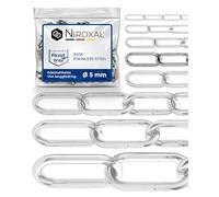 25cm = 0,25 Meter 5mm starke Absperrkette Meterware V4A Stahlkette langgliedrig am Stück A4 Metallkette DIN5685 Kette Edelstahl DIN763 rostfreie Gliederkette Edelstahl Kette zum Aufhängen 0,25m