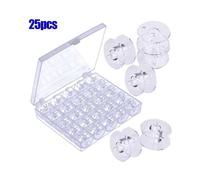 25Pcs Empty Bobbins Sewing Machine Spools Clear Plastic with Case Storage Box for Brother