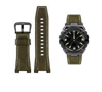 26 mm Herren-Uhrenarmband aus Canvas-Leder, passend for Casio GST-B100 S130 W300GL 400G W330 GST-W120L s120 W130L S100(Green black buckle)