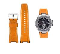 26 mm Herren-Uhrenarmband aus Canvas-Leder, passend for Casio GST-B100 S130 W300GL 400G W330 GST-W120L s120 W130L S100(Yellow silver buckle)