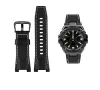26 mm Herren-Uhrenarmband aus Canvas-Leder, passend for Casio GST-B100 S130 W300GL 400G W330 GST-W120L s120 W130L S100(Black white black)