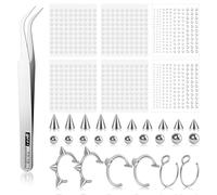 26 Stück Fake Piercing Kugel Fake-Augenbrauenringe Damen Chirurgenstahl Fake Septum Piercing Ohr mit Aufkleber Gefälschter Nasenpiercing Einfach zu Tragen