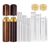 26 Stück Nähnadeln-Set, Stopfnadel, Nadeln für Leder zum Nähen, Nähzubehör enthalten Sticknadeln, Nähnadeln mit großem Öhr, Ledernadeln Hand, Fingerhut für Nähen