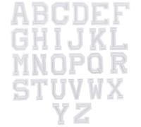 26 Stück Weiß A-Z Alphabet Applikation Aufnäher, Buchstaben Patches Aufkleber zum Aufbügeln Nähen, Bügelbild Aufbügler, DIY Kleidung Gestickte Iron on Flicken für Tasche Jeans Jacken T-Shirt