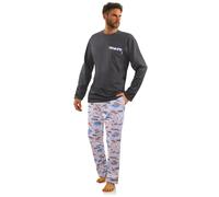 2660/09 Sesto Senso Herren-Langarmpyjama und Hose - Graphit - Größe M