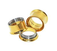 26mm Tunnel, Tunnel Ohren Set 2 Stück Edelstahl Goldreifen Trendige Ohrtunnel für Männer und Frauen