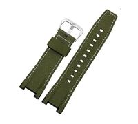 26x14mm Echtlederarmband passend for CASIO GST-S100g/S110/S130l/W100G/W110/210B/400G/410/B100/W300(Army Green Nylon,26x14 Silver-B)