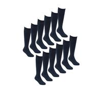 (27-30, Navy blau) Sock Snob - 12er Pack Mädchen Bambus Kniestrümpfe | Lange Schulsocken für Kinder | Sock Snob
