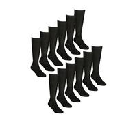 (27-30, Schwarz) Sock Snob - 12er Pack Mädchen Bambus Kniestrümpfe | Lange Schulsocken für Kinder | Sock Snob