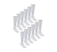 (27-30, Weiß) Sock Snob - 12er Pack Mädchen Bambus Kniestrümpfe | Lange Schulsocken für Kinder | Sock Snob