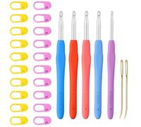 27 Stück Häkelnadel Set 5 Größe Häkelnadeln, Ergonomische Metall-Häkelnadeln, Größen 6,5 mm, 7,0 mm, 8,0 mm, 9,0 mm, 10 mm für Anfänger & Erwachsene, Komfortables Häckel Kit für präzises Arbeiten