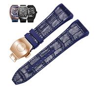 28 mm Nylon-Uhrenarmband aus echtem Leder und Silikon, schwarz/blau, Faltschließe für Uhrenarmbänder der Franck v45-Serie