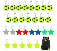 28 Stück Sicherheits Reflektor Anhänger Kinder, Reflektoren Anhänger Kinder Stern & Fußball Reflektierende Anhänger Kinder, Hohe Sichtbarkeit Reflektor Anhänger Schulranzen für Nachtlauf, Reiten