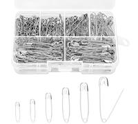 280 Stück Sicherheitsnadeln, Groß, Klein 6 Größen Sicherheitsnadel Sliber | Safety Pins, Große & Mini Kleine Sicherheitsnadeln Set, 19mm/22mm/28mm/32mm/38mm/45mm Sicherheit Pin für Kleidung(Sliber)
