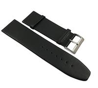 28mm Extra Breites Kalbsleder Uhrenarmband Schwarz Silberfarbende Dornschließe inkl. Myledershop Montageanleitung