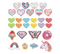 29 Stück Bunte Herz-Aufnäher, Aufbügelflicken Für Kinder, Aufbügelflicken Herzen, Herz-Applikationen, Herz-Aufnäher, Applikationen Zum Nähen
