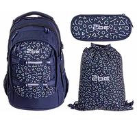 2be 4 tlg. Schulrucksack-Set mit Ergo School Backpack, Turnbeutel, Schlamperbox, Regencape Navy