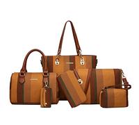 2E-youth Geldbörsen und Handtaschen für Damen, Top-Griff, Umhängetasche, Tragetasche, 0B Streifen-Braun,