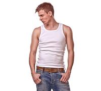 2er, 4er, 6er oder 10er Pack Herren Unterhemden Marke Cocain - Achselhemd 100% Baumwolle - weiss Feinripp glatt - Grössen 5 bis 12, 6 (L), 4 Stück