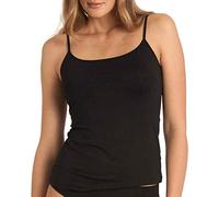 2er | 4er Pack Damen Unterhemd Spaghetti Top mit oder ohne Spitze Schwarz oder Weiß mit Elastische Träger aus 100% Gekämmte Baumwolle (48-50, Schwarz / 2 Stück)