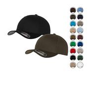 2er Flexfit Unisex Wooly Combed Cap Baseball Caps graue Unterseite S M L XL XXL Basecap Mütze, Youth, 1x Schwarz + 1x Dark Grey + 1x HL-Kauf Notizblock