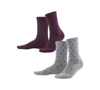 2er-Paar Living Crafts Bio-Damen-Socken 'Bettina' dark prune/dots, Gr. 39/42