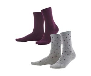 2er-Paar Living Crafts Bio-Damen-Socken 'Bettina' dark prune/dots, Gr. 39/42