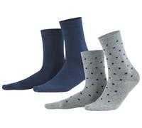 2er-Paar Living Crafts Bio-Damen-Socken 'Bettina' dunkelblau/grau gepunktet, Gr. 39/42