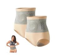 2er-Pack 4-in-1-Shorts zur Fettverbrennung, thermogene, Formende Shorts, straffende, Formende Yogahosen mit hoher Taille for Frauen(Beige,L)