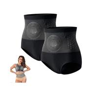 2er-Pack 4-in-1-Shorts zur Fettverbrennung, thermogene, Formende Shorts, straffende, Formende Yogahosen mit hoher Taille for Frauen(Black,L)
